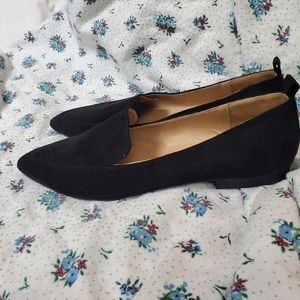 Abata Black Casual Flats Pointed Toe Suede Finish New Size 10